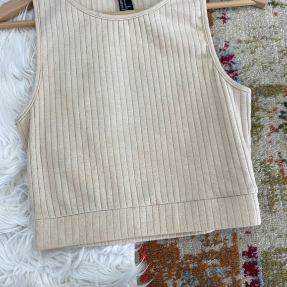 Beige Ribbed Tank Top - Picture 4 of 5